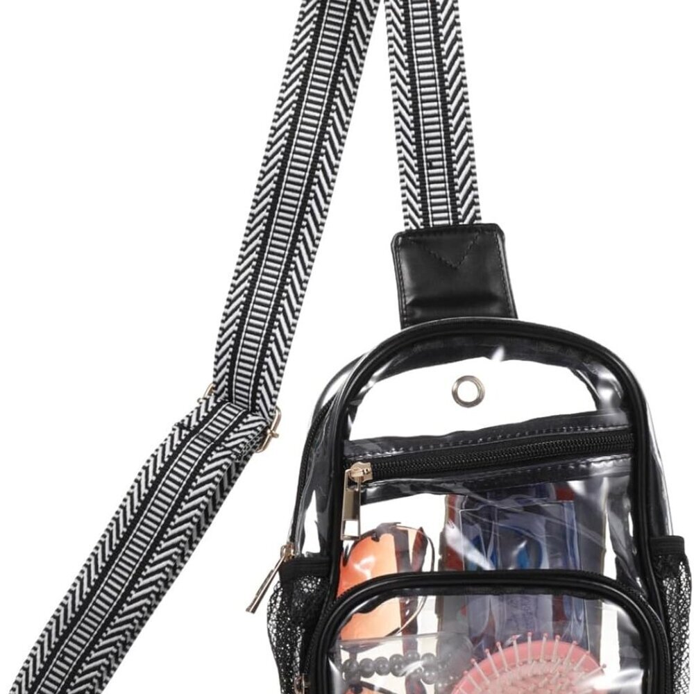 Clear Crossbody Bag for Women, Stadium Approved Transparent Shoulder Bag with Ad